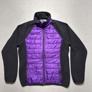 Lauren Ralph Lauren Jacket Womens Sz L Purple Black Active Fleece Quilted Puffer